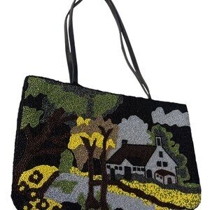 Y&S Handcrafted Beaded Landscape Purse With Shoulder‎ Straps